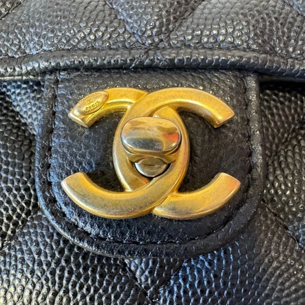 Chanel Black Caviar Circle Handle Crossbody Bag WOC Series GHW Authentic CoA